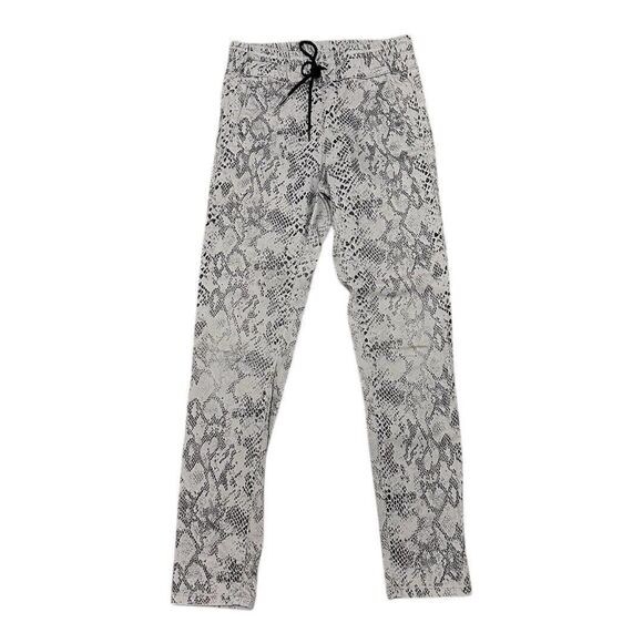 FLOG Gray Stretch Snake Skin Pattern Skinny Leg Pants Size 24 Drawstring - Picture 1 of 7